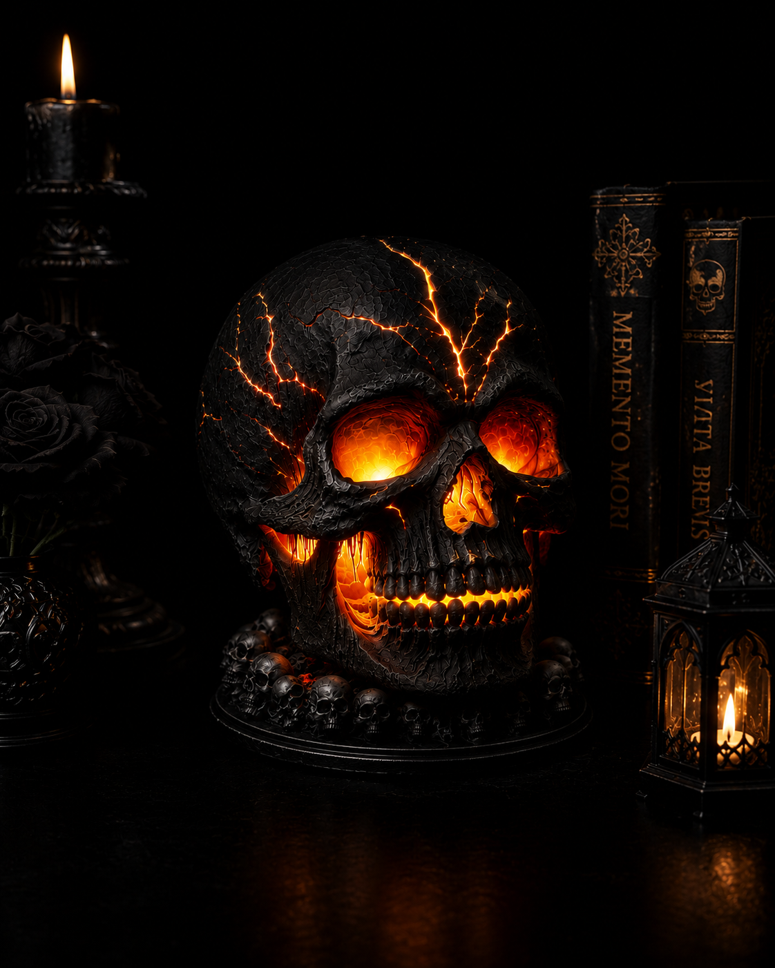 Gothic Skull Lamp – Glowing Lava Effect LED Resin Skull Light for Halloween & Dark Home Decor