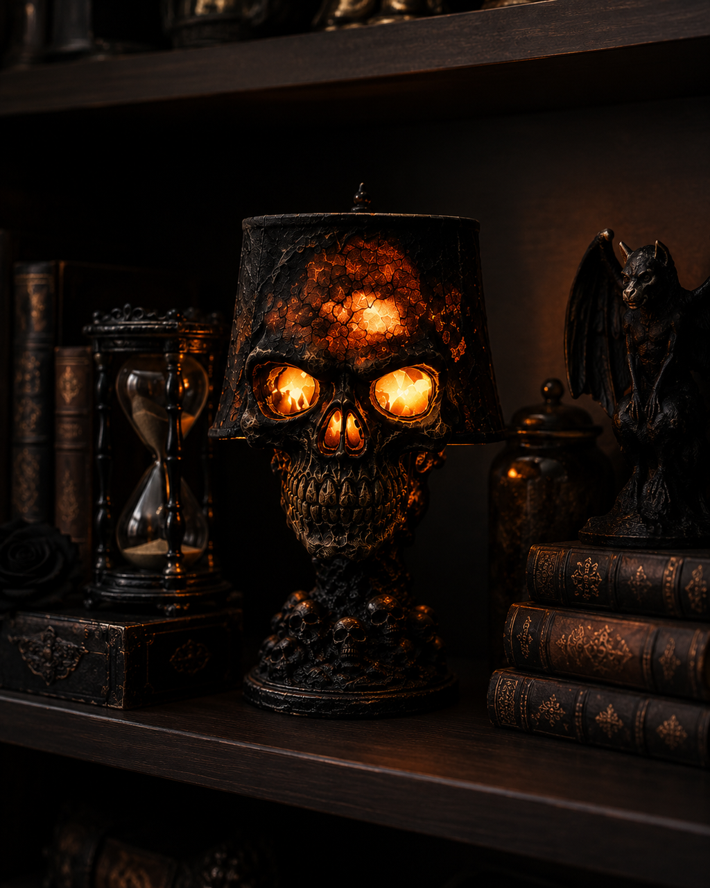 Gothic Skull Lamp – Glowing Resin Skull Table Light for Dark Home Decor & Halloween