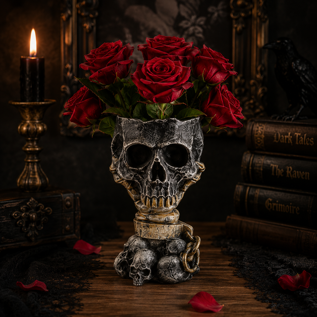 Gothic Skull Hand Vase – Resin Skeleton Flower Holder, Dark Alternative Home Decor