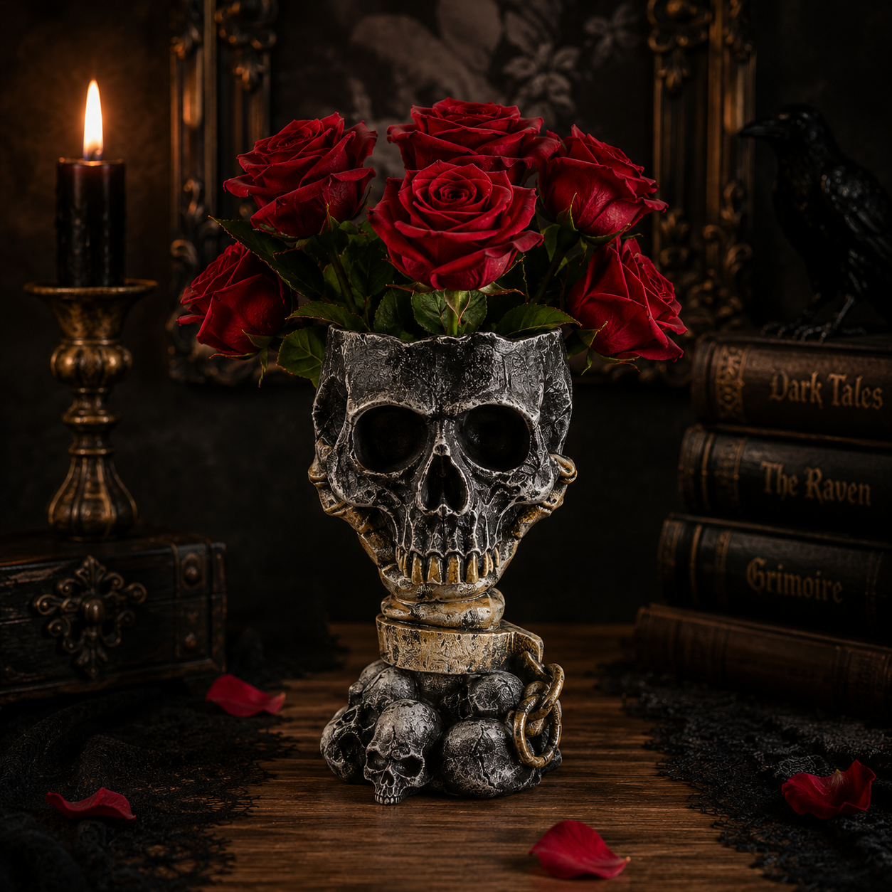 Gothic Skull Hand Vase – Resin Skeleton Flower Holder, Dark Alternative Home Decor