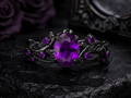 Purple Gothic Ring Set – Black Vintage Zirconia Rings for Women
