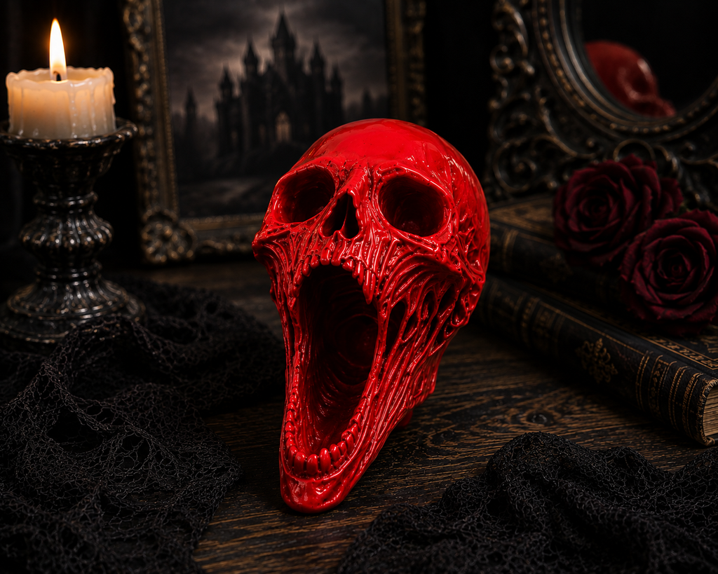 Gothic Screaming Skull Statue – Horror Home Decor