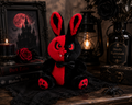 Gothic Red & Black Rabbit Plush – 25cm Creepy Bunny Decor