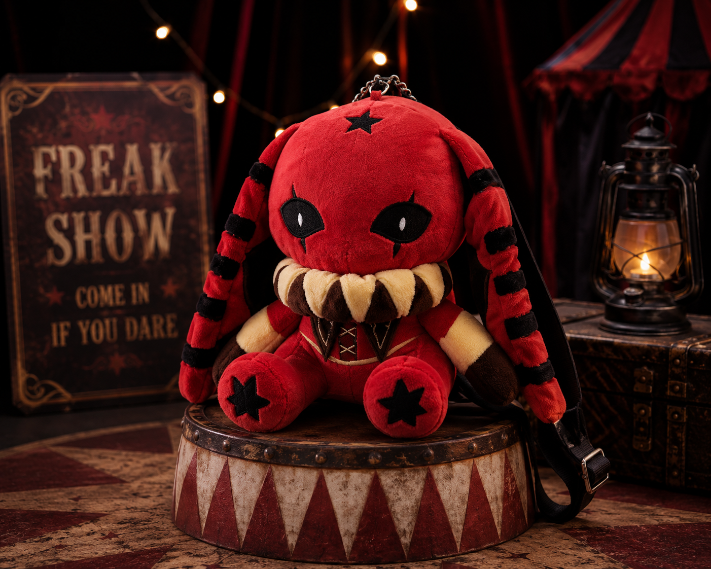 14cm Gothic Red Rabbit Plush – Creepy Cute Stuffed Decor, Dark Alternative Room Decoration & Gothic Gift