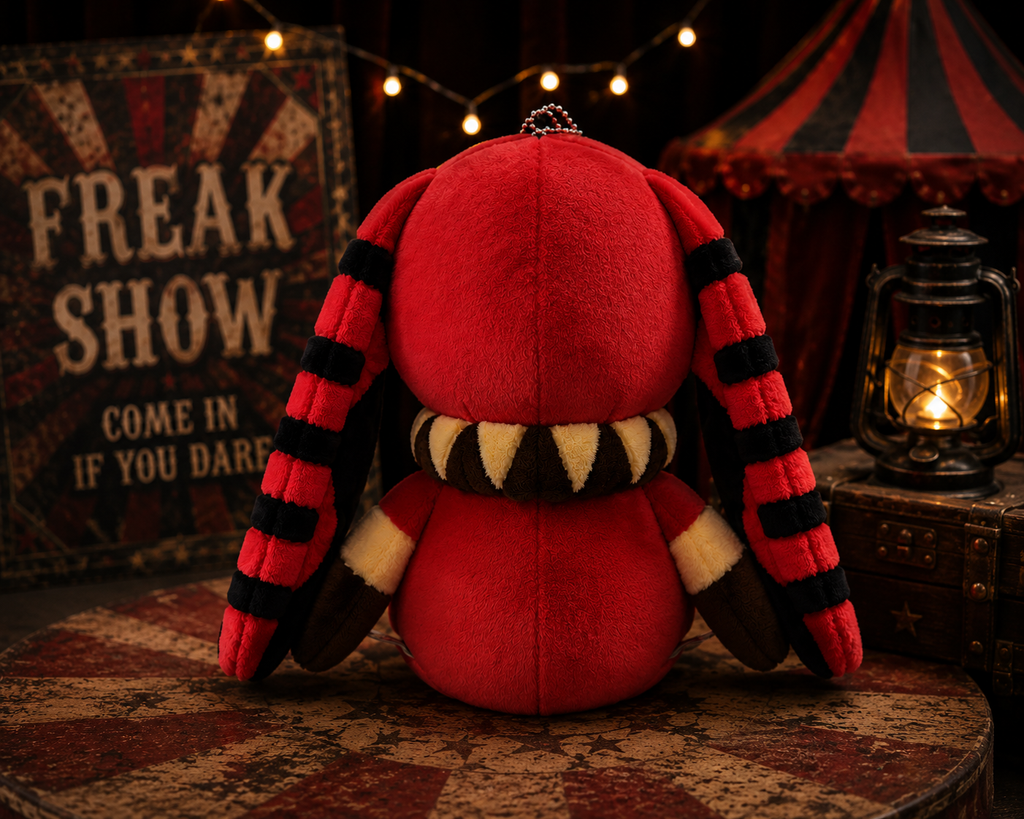 14cm Gothic Red Rabbit Plush – Creepy Cute Stuffed Decor, Dark Alternative Room Decoration & Gothic Gift