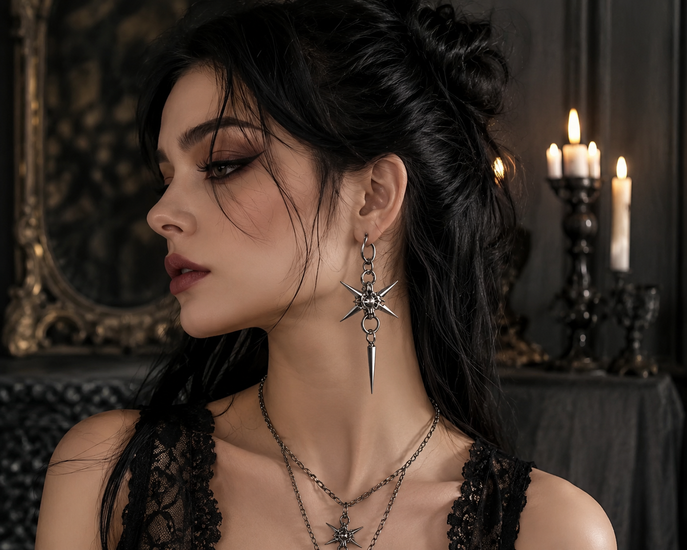 Gothic Silver Drop Earrings – Geometric Zinc Alloy Dangle Earrings for Women
