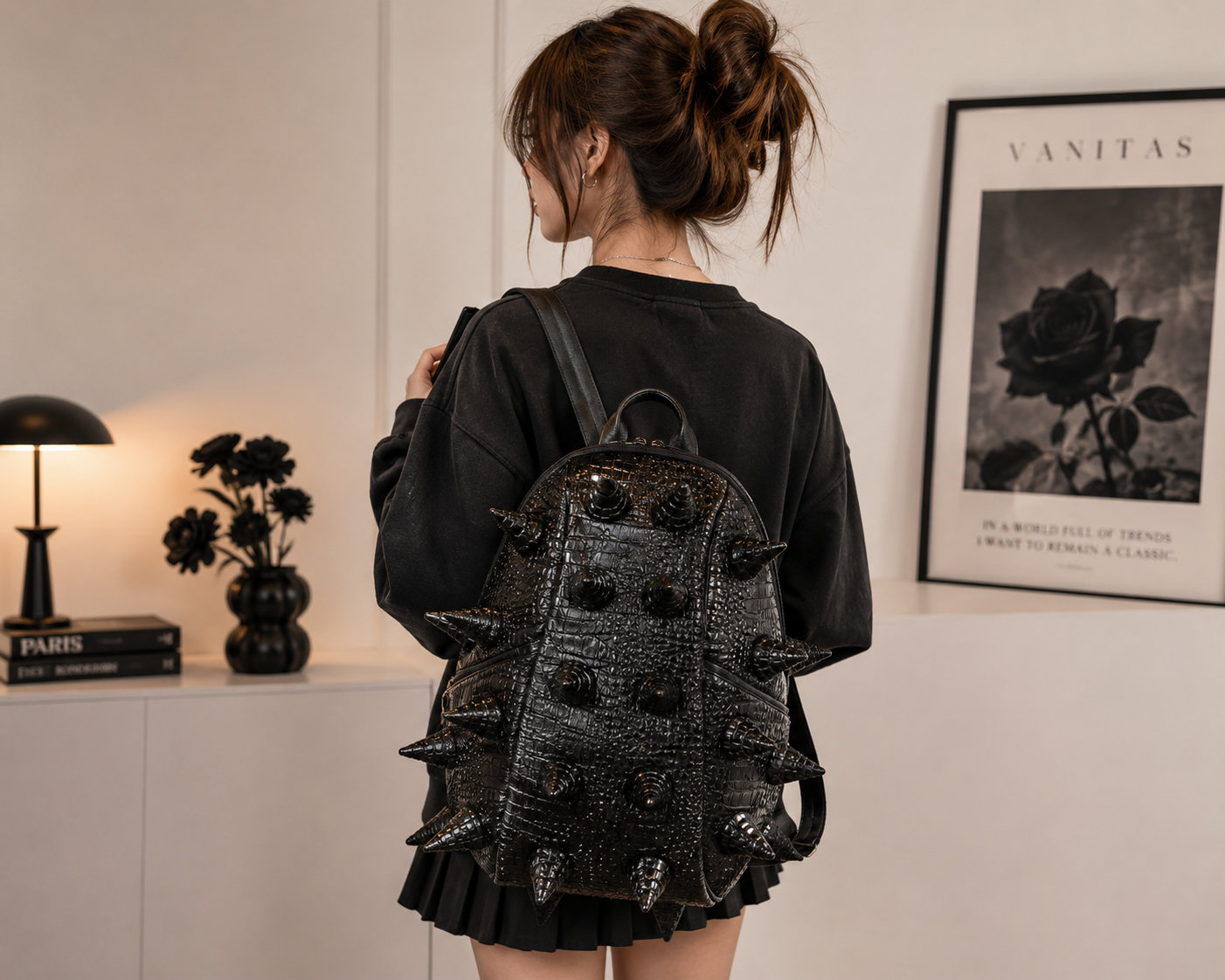 Gothic Spiked Backpack – Punk Hedgehog PU Backpack with 3D Spikes