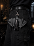 Gothic Bat Coin Purse – Foldable Wing Black Zipper Pouch & Alternative Keychain