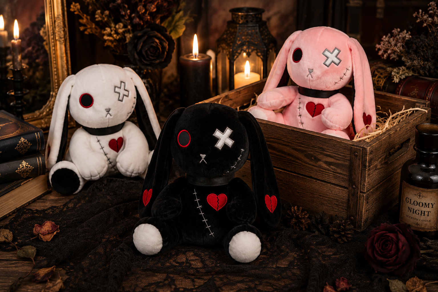 Gothic Bunny Plush – Black Voodoo Rabbit Doll