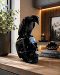 Statue Corbeau sur Crâne - Corvus